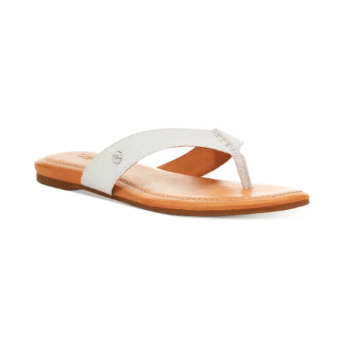 UGG Tuolumne Women Flip Flop Thong Sandals US 9.5 White Croco Faux Leather
