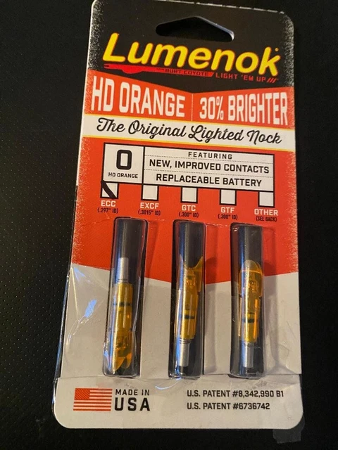 Burt Coyote Lumenok Lighted Crossbow Nock 3 Pack HD Orange Crescent Easton ECC3