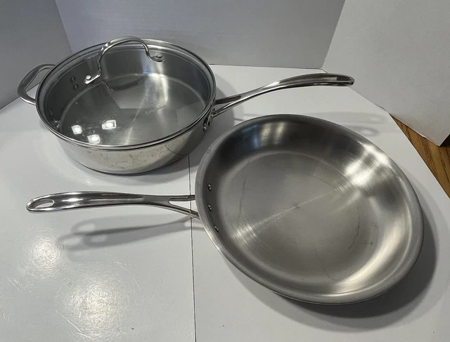 Calphalon Pan Set With Lid 10” Pan #1390 & 3 Qt Pan #5003 W/Lid That Fits Both