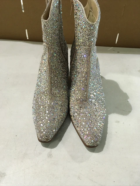 Betsey Johnson Blue Women's Diva Western Boot, Rhinestone Size 7.5