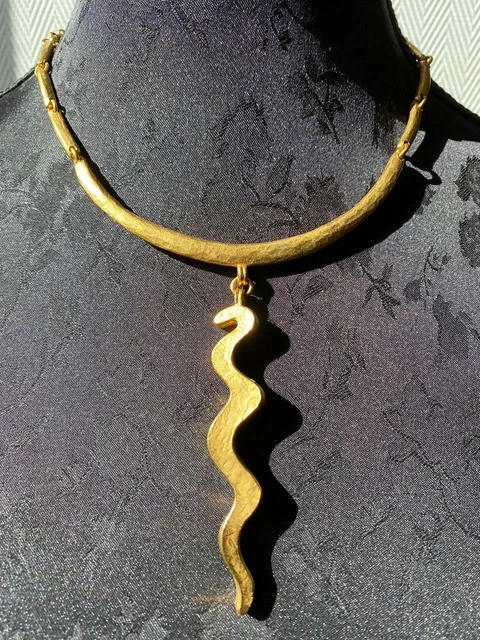 Collier Design Il était Une Fois - Didier Thebaud En étain Doré, Double Chaîne - Occasion Très Bon état