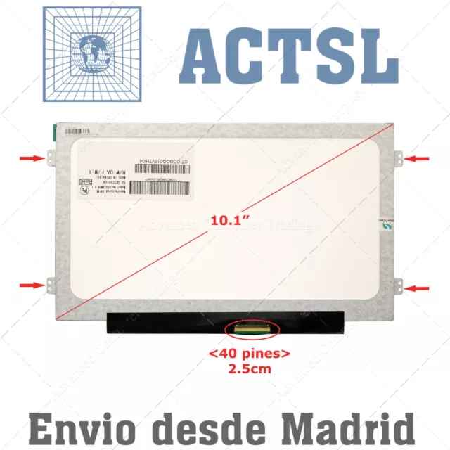 Asus EEE PC X101CH LCD Display Pantalla Portátil 10.1" WSVGA LED 40pin ACT