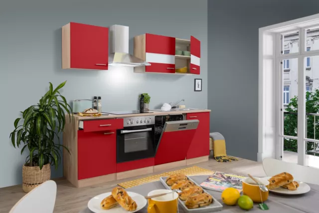 Cucina attrezzata cucinino Rovere Rossa Merle 220 CM
