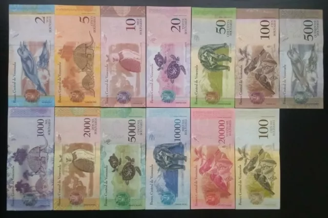 Venezuela Bolivare Fuerte Currency set 2008-17 (13 Pieces, 1 note of each) aUNC 2