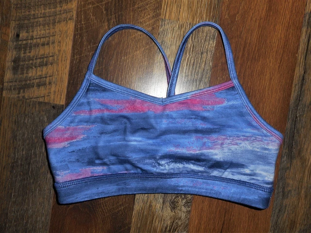 SO Girls Size 12 Workout Sports Athletic Crop Top Blue & Pink Crisscross Back