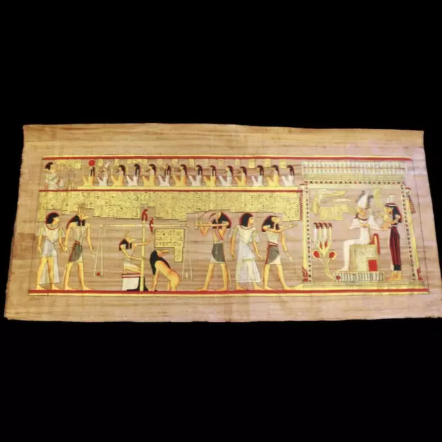 XXXL Huge Signed Handmade Papyrus Egyptian Judgment Day Painting_75"x36" Inchess 2