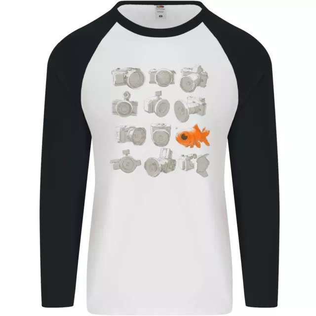 T-shirt da baseball Fisheye fotografia divertente da uomo L/S