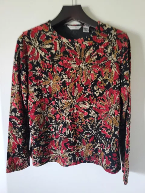 Laura Ashley Women's Trip Ready Knits Abstract Poinsettia Pullover Size Small