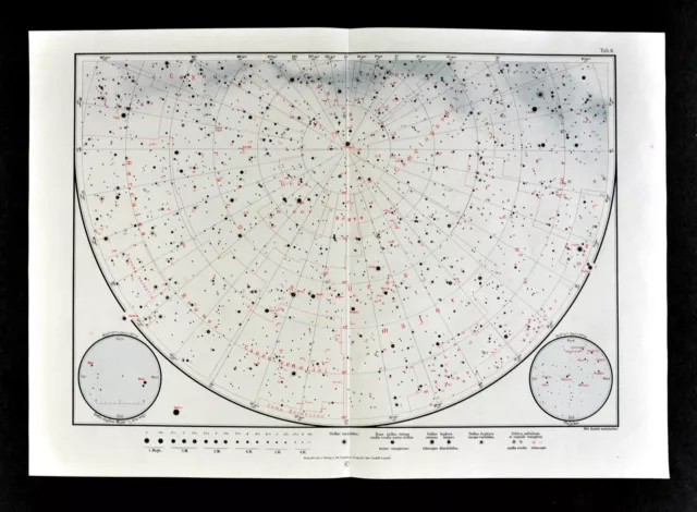 1925 Star Map Astronomy Chart North Sky Canes Mizar Alcor Pleiades Seven Sisters