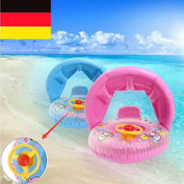 Baby Kinder Schwimmring mit Abnehmbarem Sonnendach Schwimmhilfe Schwimmsitz *