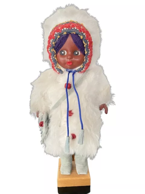 Vintage Doll, Eskimo, Stand, 26cm Tall