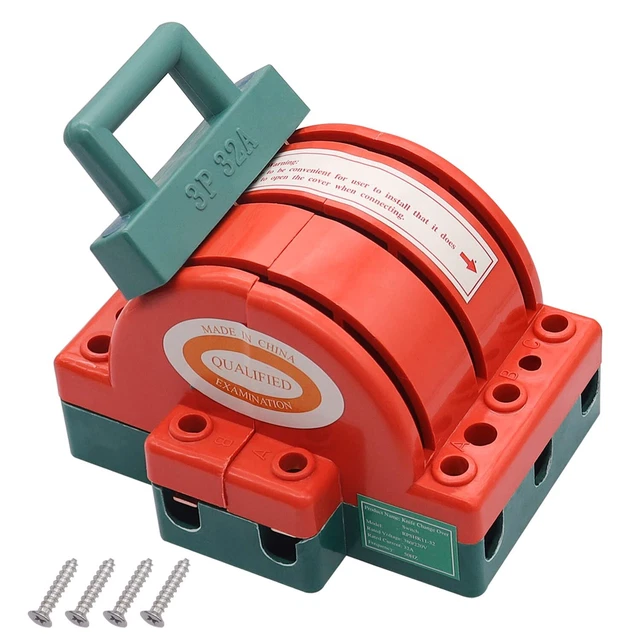 Disconnect Knife Switch 32A 220V 3 Pole Double Throw Power Disconnect ...
