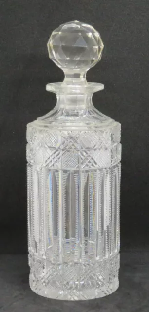 . Clear cut glass vintage Victorian antique round claret jug whisky decanter