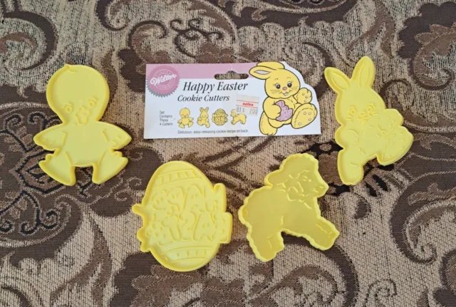 Wilton 1989 Happy Easter Plastic Cookie Cutters Set Of 4