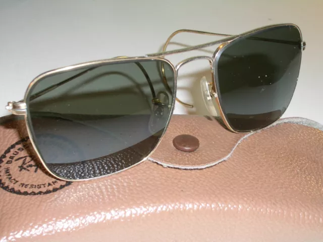 1970's 52mm VINTAGE B&L RAY BAN GEP G15 WRAP-AROUNDS CARAVAN AVIATOR SUNGLASSES 1970's 52mm VINTAGE B&L RAY BAN GEP G15 WRAP-AROUNDS CARAVAN AVIATOR SUNGLASSES