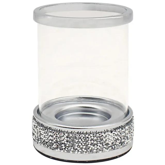 Multi Glitter Tealight Candle Holder Diamante Clear Glass Base Sparkling Decor