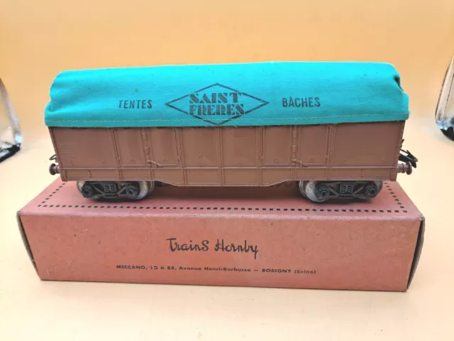 1/43 Wagon Bache Travaux Public 0 Train Electrique Hornby O Jouet Ancien Vintage