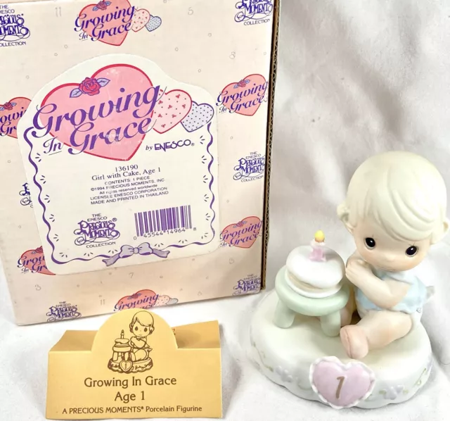 Precious Moments Growing In Grace Baby’s 1st Birthday Porcelain Figurine w/ Box