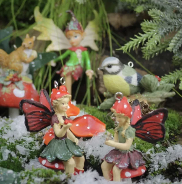 Gisela Graham Natale Toadstool Fairy Folletto Gnomo Robin Scoiattolo Decorazione