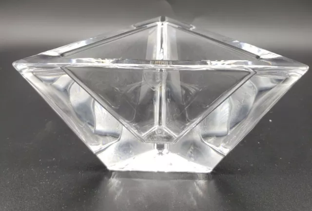 Authentic Orrefors Sweden Signed Crystal Triangle Bowl Dish