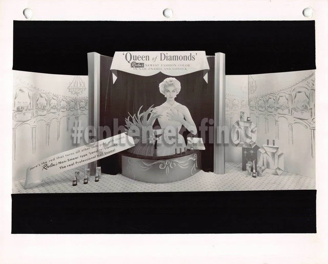 Revlon Queen of Diamonds Cosmetics Vintage 1960s Fashion Store Display Photo