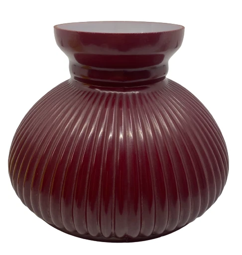 7" RIBBED Opal Ruby Red Glass Shade For Student Kerosene Oil Lamp GWTW Lamp