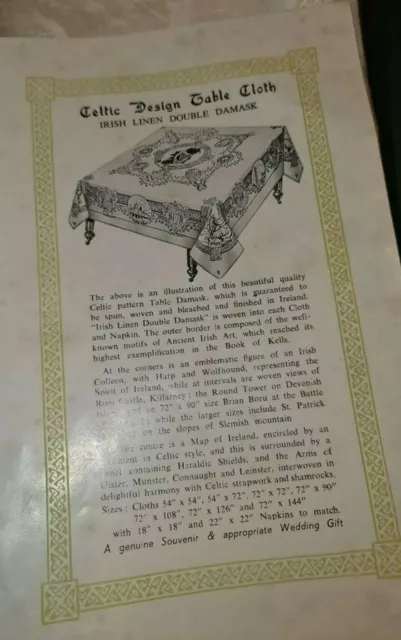 Richlin vintage tablecloth PURE IRISH LINEN Double damask ~ 54 x 72" 