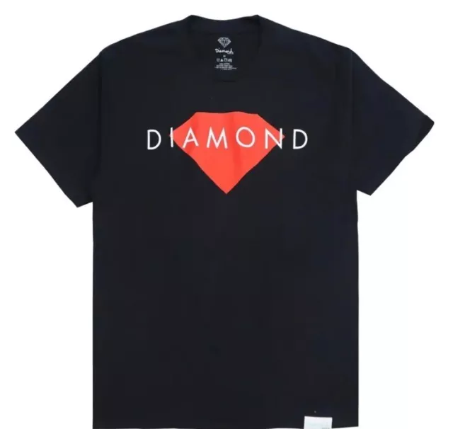 New Diamond Supply Co Diamond Solid Mens Shortsleeve T-Shirt Black Red - Size XL