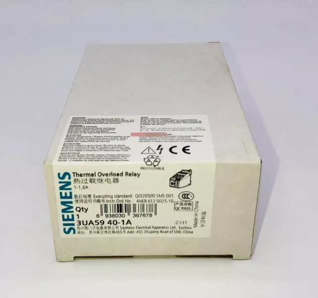 1PC NEW Siemens Thermal overload relay 3UA5940-1A 3UA5 940-1A 1-1.6A