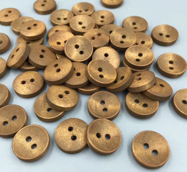 100pcs Wooden Buttons Sewing Scrapbooking Round Button 2 Holes Crafts 15mm