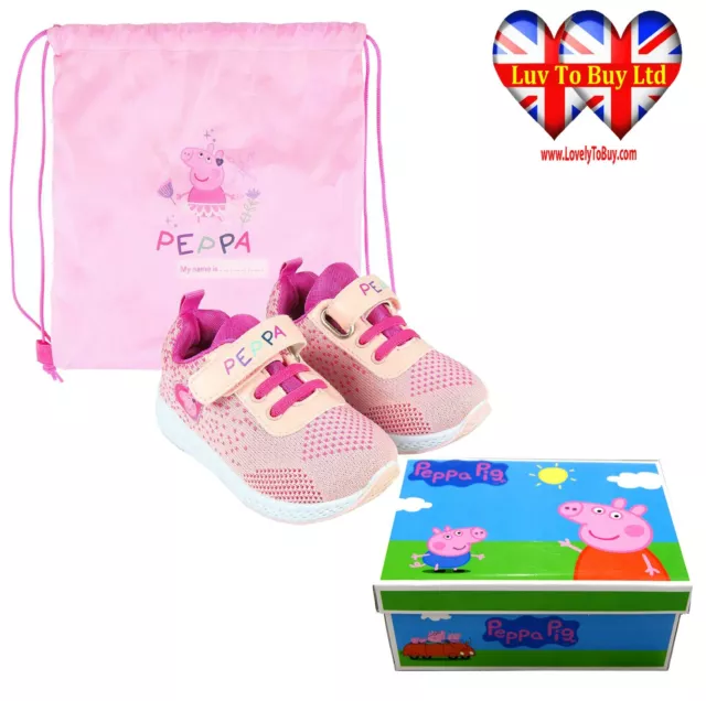 Peppa Pig Trainer & Borse con cordino, Allenatore Ragazze, Licenza Ufficiale (7 Taglie)