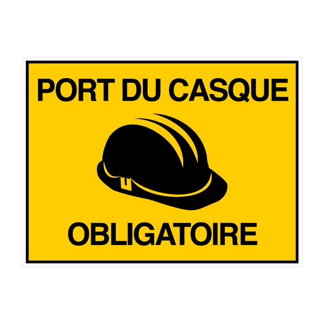 Panneau Port du casque obligatoire en Akilux (W0030) Dimension 400 x 300 mm. Sig