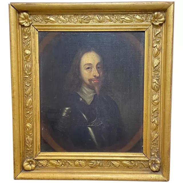 British 17th Century Oil Painting Portrait King Charles 1st After Van Dyke