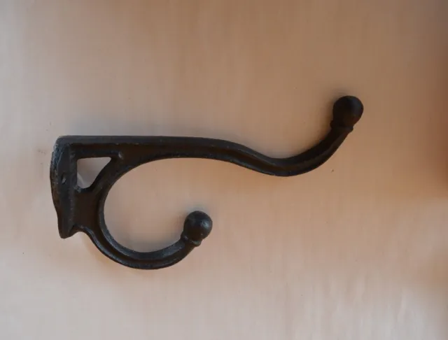 New Reproduction Old School Style Black Cast Iron Coat Hat Planter Wall Hook