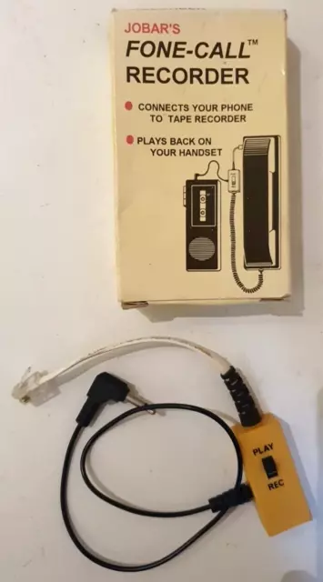 Rare: 80s Vintage Jobar's Fone Call Recorder  Land (Home) Phone to Tape Recorder