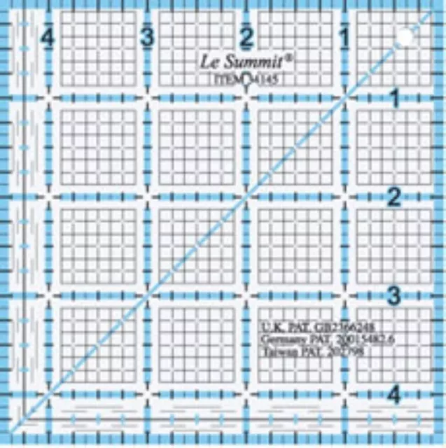 Le Summit Patchwork And Quilting Ruler With Grid 4.5 x 4.5  inch