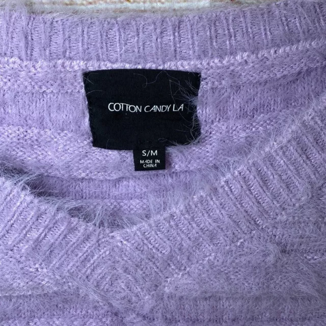 Cotton Candy LA Purple Fuzzy Sweater Top Small Medium 2