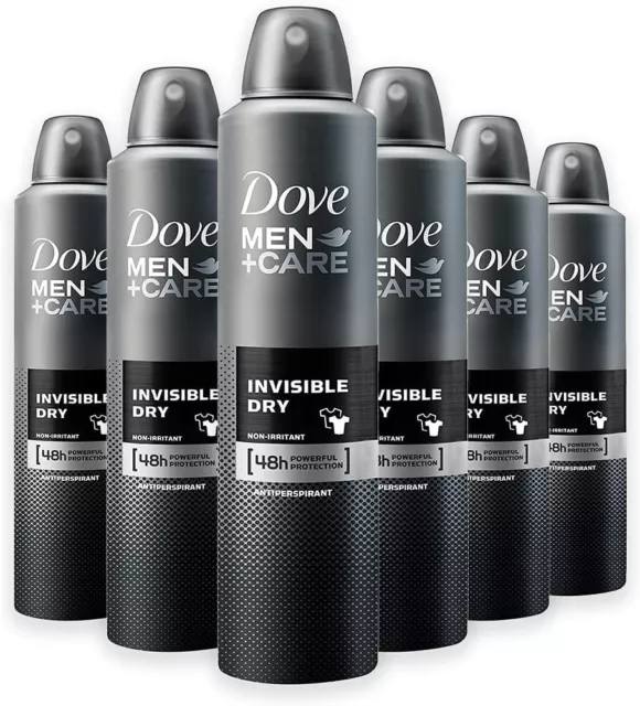 Dove Men+Care Deodorante Spray Uomo Invisible Dry, 6 Pezzi Da 250 Ml