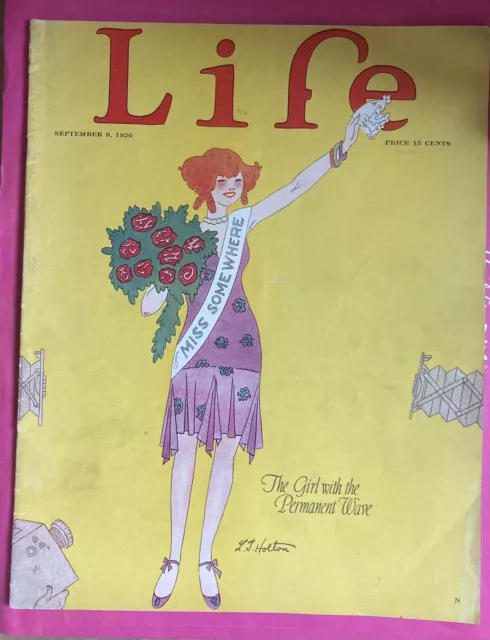 1929 Life Magazine September Good Condition The Girl with the Permanent Wave