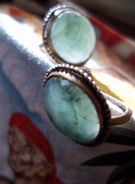 Antique Vintage round Chinese EARRINGS Jadeite Jade victorian art deco Silver