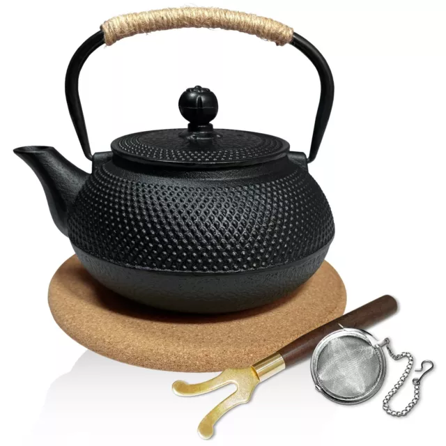Japanese Cast Iron Teapot,Tea Kettle with Stainless Steel Infuser,For Wood/Ca...