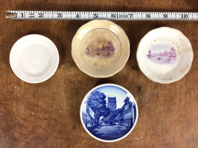 1800's Antique 1875 Butter Pats Small Mini Porcelain Plates Vintage