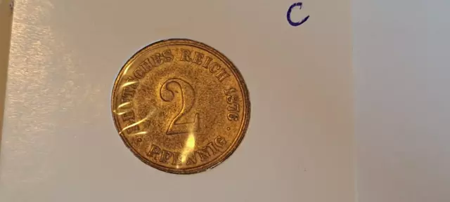 1 Pfennig 1875 und 2 Pfennig 1876 Kaiserreich 3