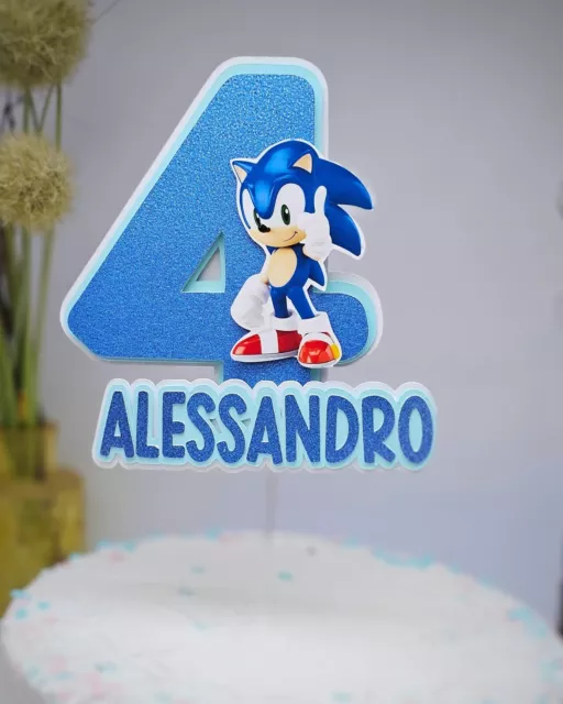 Personalisierte Sonic CakeTopper  Kuchendeko Tortenfigur Geburtstag Aufsatz Soni