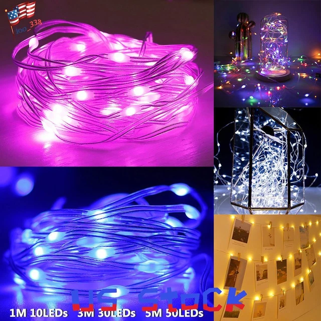 10/30/50LED Micro Rice Wire Copper Fairy Lights String Christmas Valentine's Day