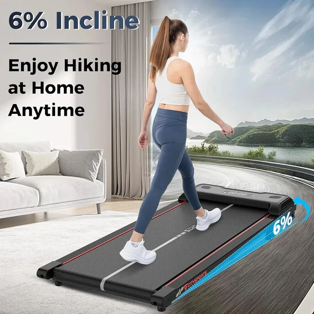 Tapis De Marche Inclinable 6% - 3.0HP - Compact Pour Bureau - Jusqu'à 265 Lbs