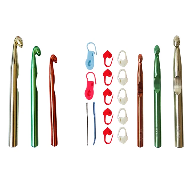 Juego de ganchos de ganchillo de 12 mm 15 mm para tejer agujas grandes gruesas aluminio manualidades de ganchillo