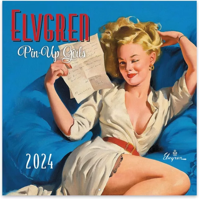 GIL ELVGREN PINUP Girls 2024 12 Month Wall Calendar Plastic Free 21.