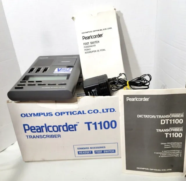 IOB Olympus Pearlcorder T1100 Desktop Cassette Transcriber/Recorder w/Foot Pedal