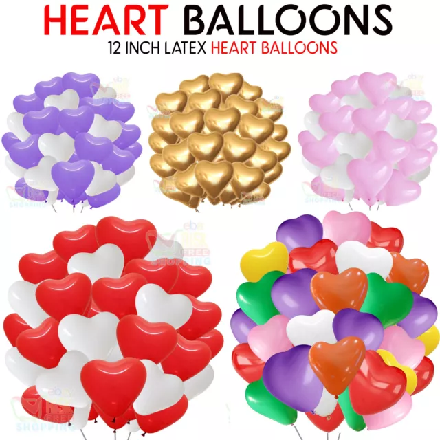 100 LOVE HEART SHAPE BALLOONS Wedding Party Romantic Baloon Birthday decoration